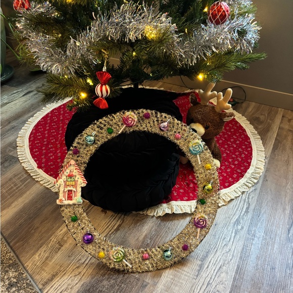 Other - Christmas holiday wreath handmade gumdrops poms lollipops gingerbread girly 18”